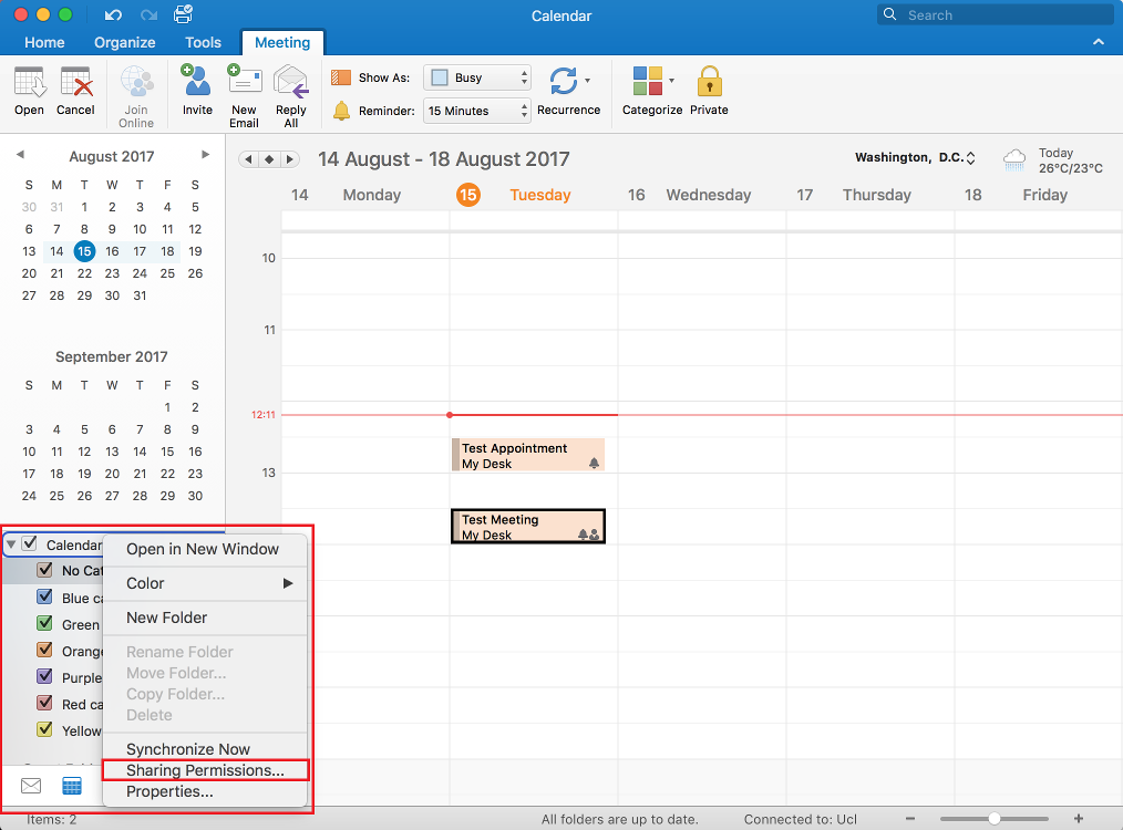 how to share outlook calendar for mac